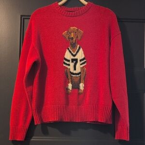 Red Sweater with Dog Design - Porridge From anthropologie.